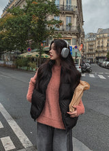 Blow angora round knitwear