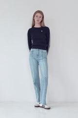 KIRSH PLAIN SEMI FLARE DENIM PANTS [LIGHT BLUE]