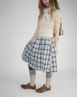 WOOD CHECK FLARE SKIRT