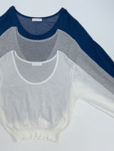Clips U-neck See-through Knit
