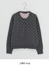 Yuhri Dot Round Knit Cardigan