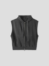 ピグメントクロップスウェットフードベスト 4color