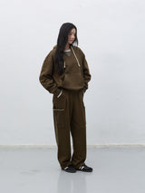 ステッチVネックスウェットフードTシャツ