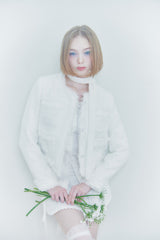 LUCY SCARF TWEED JACKET white