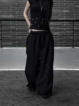 [unisex] pintuck rivet nylon pants (2color)