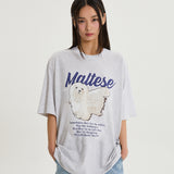 マルチーズイラストレーションハーフスリーブTシャツ