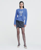 Chain Link Furry Cardigan _ SKY BLUE