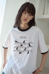 26SS★ Cats Music Ringer Short Sleeve Tee