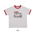 ドレーププリントリンガーハーフスリーブTシャツ