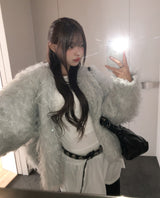 パピーヘアウールウールニットカーディガン