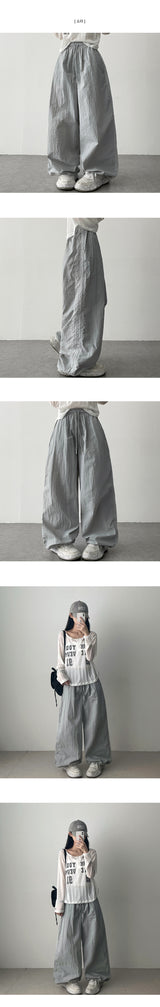 Litt Lace Side Line Nylon Wide Banding Pants