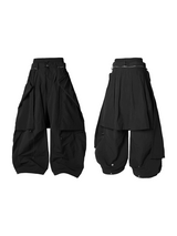 RELABEL Spatial Relations (Double Peaks) Double-Waistband Nylon Pleated Trousers Loose Curved-Leg Silhouette Casual Trousers