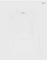 [B-BASIC] ベーシックコットンモーダルUネック長袖Tシャツ (2 SIZE)