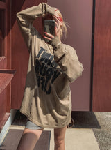 レフトプリントオーバーサイズフィット長袖Tシャツ