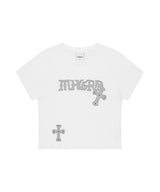 GOTHIC APPLIQUE CROP TEE_WHITE