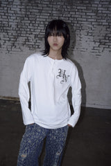 UN Gothic Henley Neck Long Sleeve White