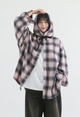 Big over hood check shirt