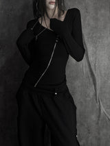 ダイアゴナルジッパーボタン T (2color)