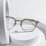 Knouun Round titanium glasses CODE. 104. B Brown N Gold