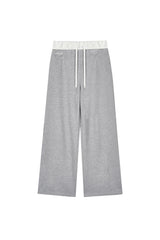 ベーシックロゴストリングストレートパンツ、グレー