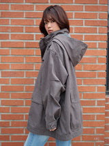 DETACHABLE HOOD FIELD JACKET CHARCOAL