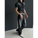 [MUSCLE FIT] Slit snap button denim shirts (3color)