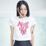 [24SS] BLUR LOGO CROP SHORT SLEEVE T-SHIRT CREAM
