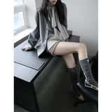 【MADE】shirring frill socks, gray