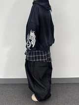 ノンフェイドチェックレイヤードデニムパンツ