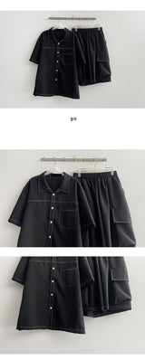 Kiren Stitch Black Short-Sleeved Shirt