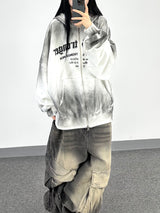 dirty two-way open hoodie