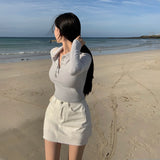 BELLIDE MADE] スナップボタンビッグカラーTシャツ