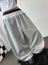 Seazny Contrast Side Pintuck Balloon Pants with Keyring 4color