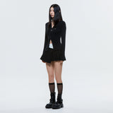 (DUC) Round-Neck Cardigan Black