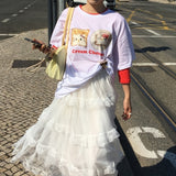 トーストオーバーサイズボクシーフィットプリンテッドスプリング/サマーショートスリーブTシャツ(3 Colors)