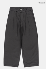 Carlyle belted pin-tuck wide chino pants