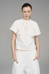 Drawstring Batwing Sleeve Tee