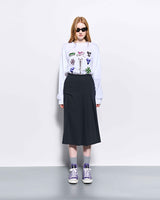 DOZI - Pinched Midi Skirt _ Charcoal