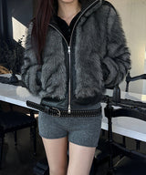 [F/W] High neck leather fur jumper(2color)