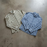 Japanese Clean Fit Classic Blurred Plaid Sharp Straight Hem Shirt