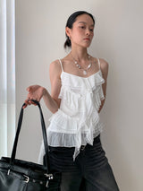 frill cancan sleeveless blouse top