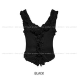 Rieti lace 斜めボタンクロップノースリーブ