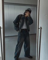 オーシャンウォッシュサイドカットデニムパンツ