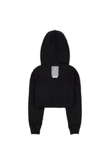 クロップロゴフードジップアップ (BLACK)