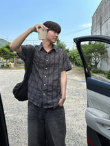 Linen check half shirts