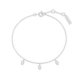 silver sparkling triple station rhodium plating + 925 silver bracelet B066-02H