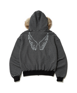 STRIPE WINGS FUR HOODIE ZIP-UP