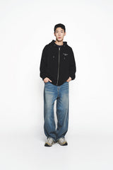 25SS SQUARE BASKET BALL HOODIE ZIP UP BLACK