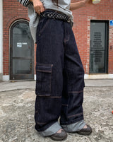 Abe Raw ステッチカーゴデニムパンツ