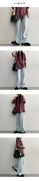 [Short, Basic, Long] [S-2XL] Hantam サマースパンデックスワイドカーゴデニムパンツ